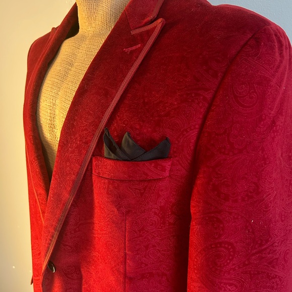 Van Heusen Studio Red Paisley Blazer 46R 100% Cotton - Picture 4 of 12